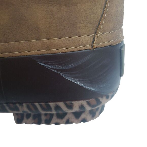 Marleylilly Leopard Duck Boots Girls 3 Brown Removable Tongue Waterproof Casual - Picture 15 of 15